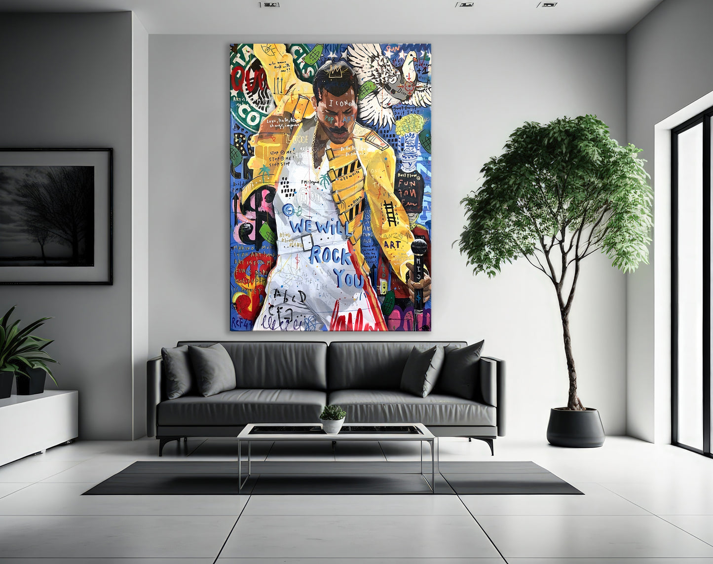 Banksy Freddie Mercury Graffiti Pop Art Canvas, Banksy Style Pop Art, Freddie Mercury Pop Art , Street Graffiti Wall Art, Freddie Mercury Poster - 59