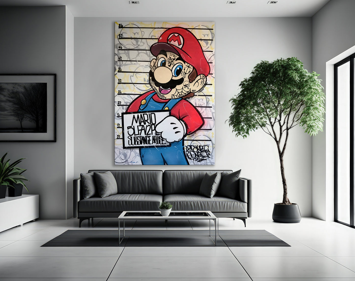 Banksy Guilty Mario Graffiti Pop Art Canvas, Banksy Style Pop Art, Super Mario Pop Art , Street Graffiti Wall Art, Mario Gift - 66