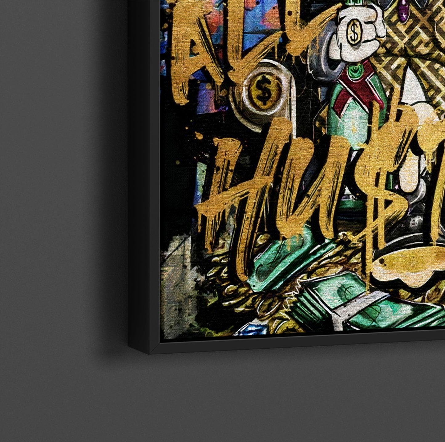McDuck NO Luck All Hustle Pop Art Canvas Print, Scrooge McDuck Graffiti Art - 364
