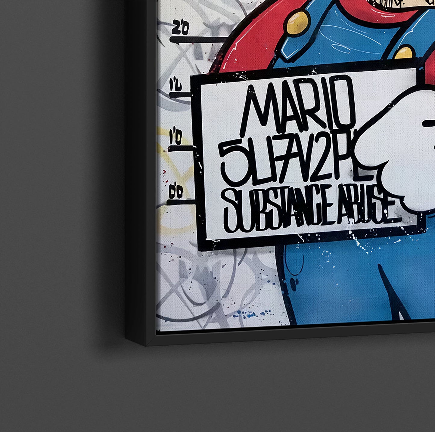 Banksy Guilty Mario Graffiti Pop Art Canvas, Banksy Style Pop Art, Super Mario Pop Art , Street Graffiti Wall Art, Mario Gift - 66