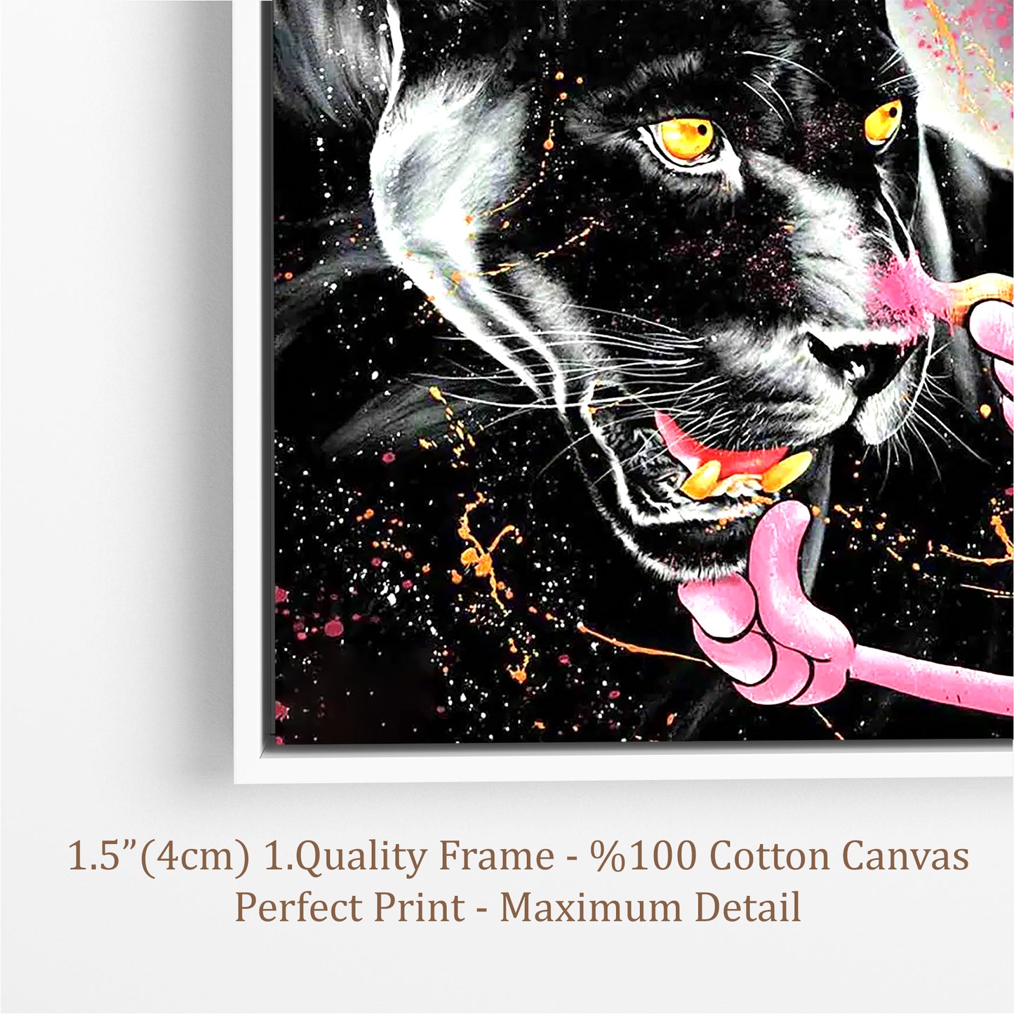 Abstract Pop Art Pink Panther, Black Panther Painting Canvas Wall Art - 173