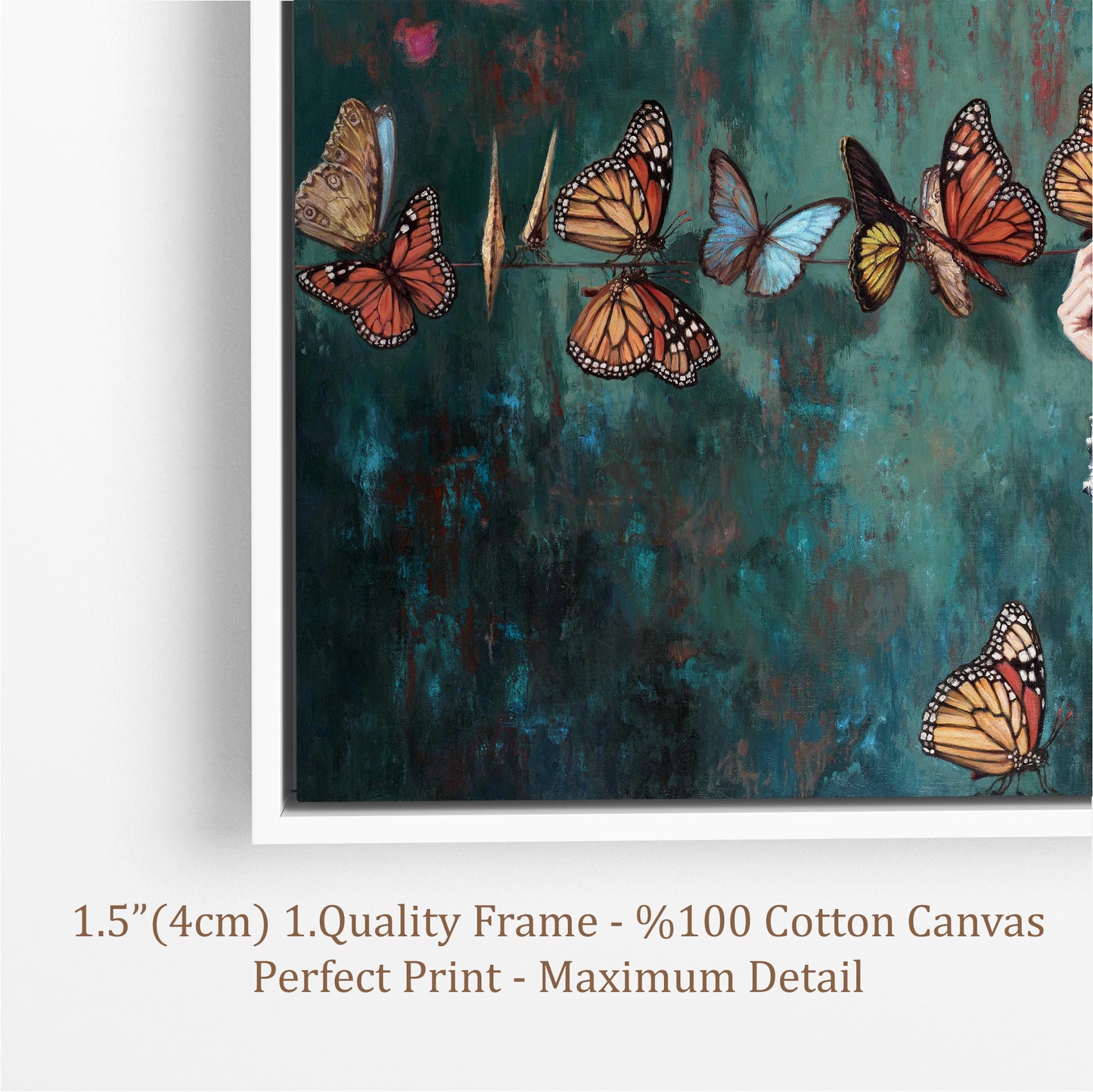 Frida Kahlo And Butterfly Oil Paint Print, Frida Kahlo Wall Art - PPL16
