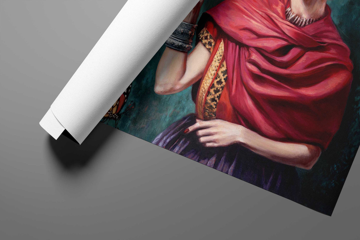 Frida Kahlo And Butterfly Oil Paint Print, Frida Kahlo Wall Art - PPL16
