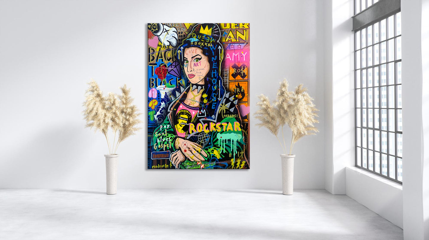 Banksy Amy Winehouse Graffiti Pop Art Canvas, Banksy Style Pop Art, Amy Winehouse Pop Art , Street Graffiti Wall Art, Amy Winehouse Poster - 42