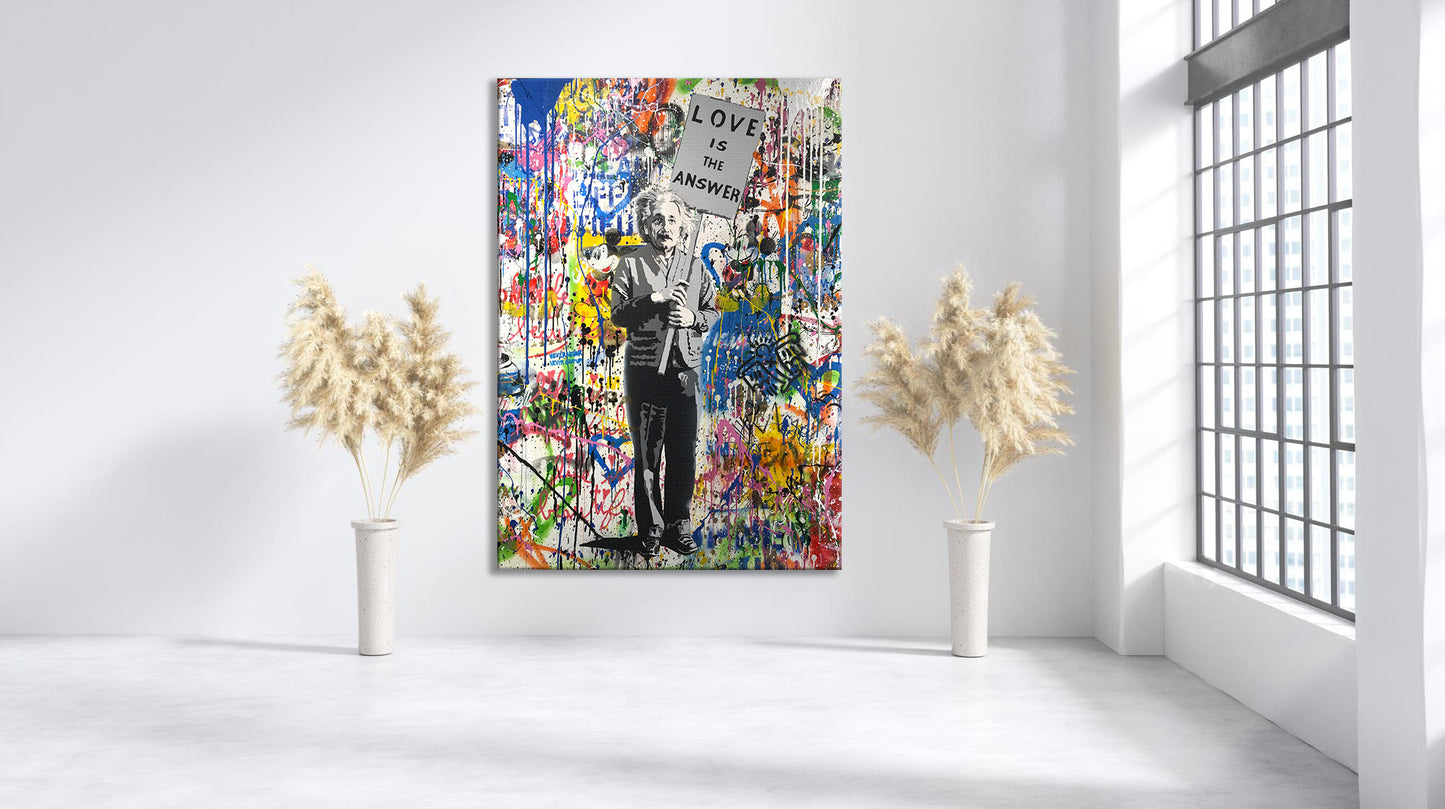 Albert Einstein Pop Art Canvas Wall Art, Banksy Art, Einstein Graffiti, Street Graffiti Wall Art, Banksy Einstein Poster