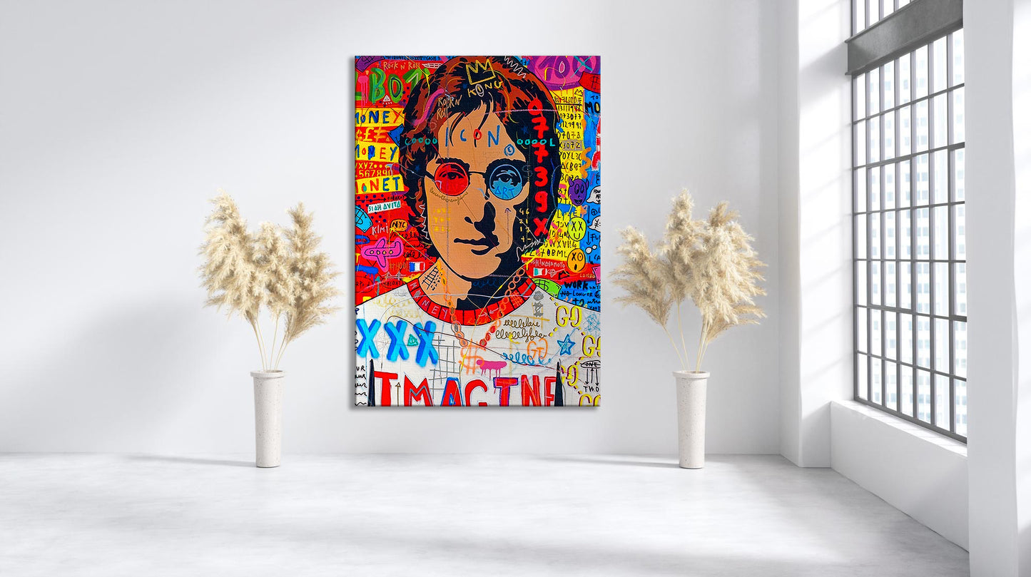 Banksy John Lennon Pop Art Canvas Print, Banksy Style Pop Art, John Lennon, Street Graffiti Wall Art, John Lennon Poster - 15