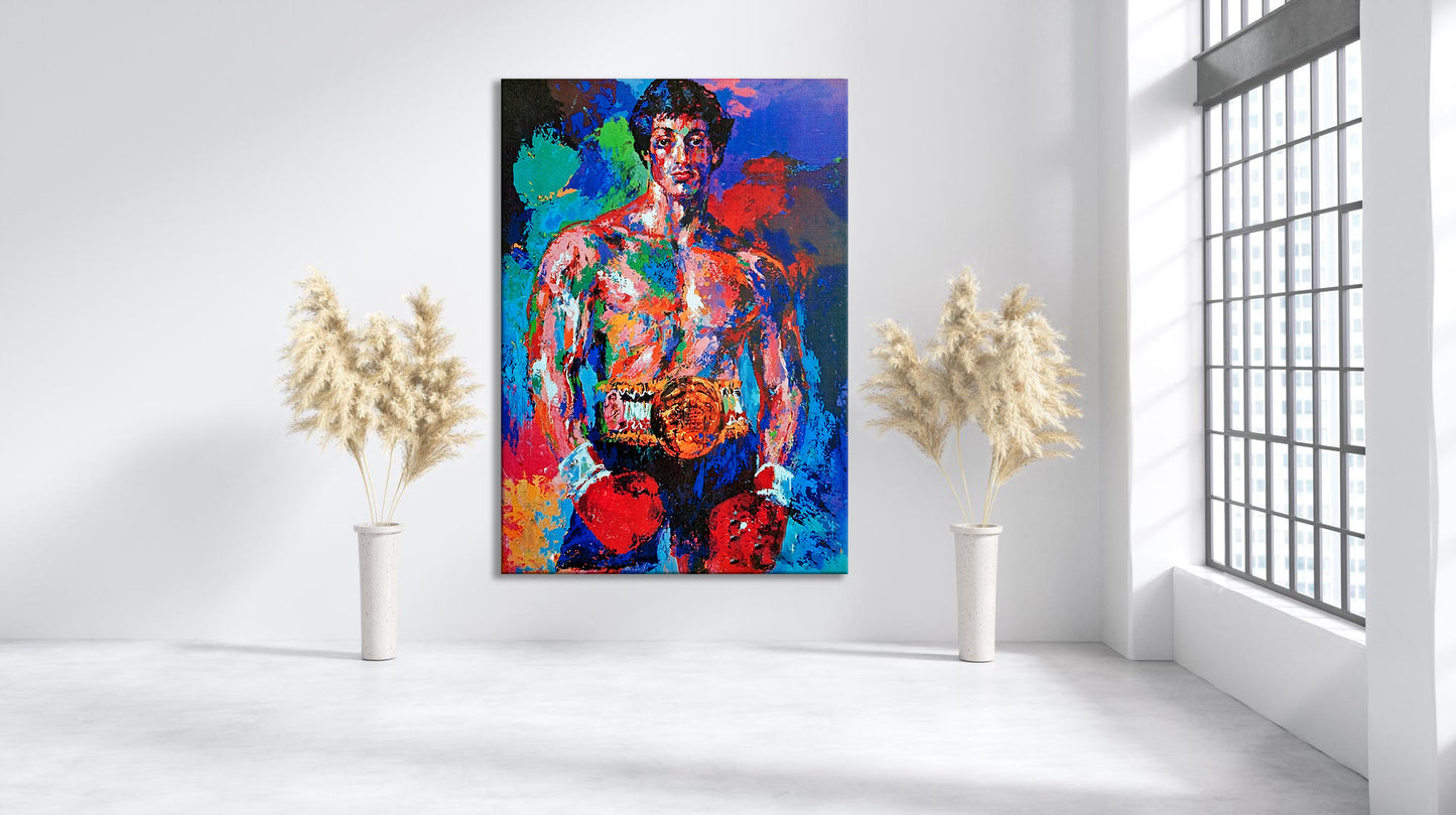 Rocky Balboa Oil Paint Canvas Print, Leroy Neiman Art - PPL-148