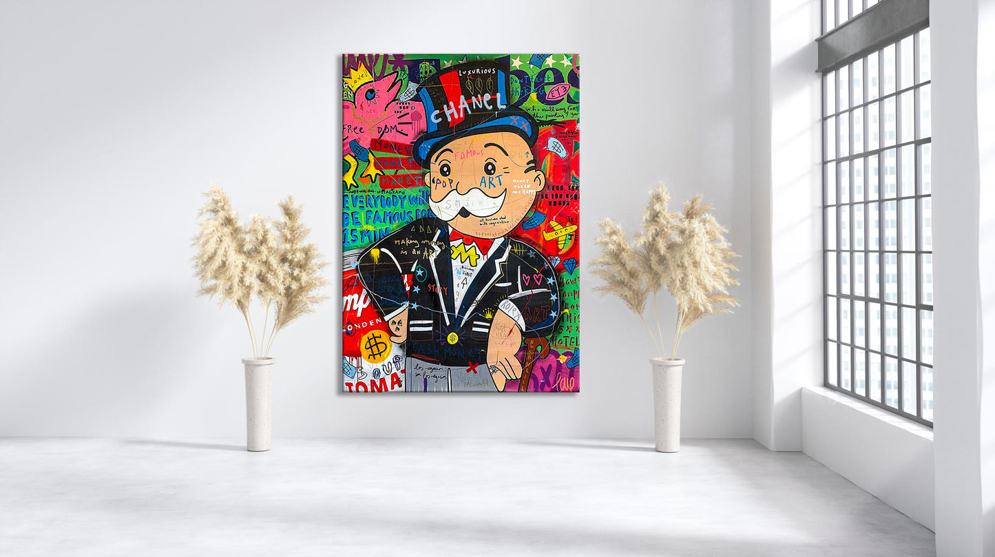 Banksy Monopoly Oil Painting Pop Art Canvas Print - Monopoly Pop Art Graffiti Wall Art, Pop Art Graffiti Home Decor, Pop Art Room Decor - 29