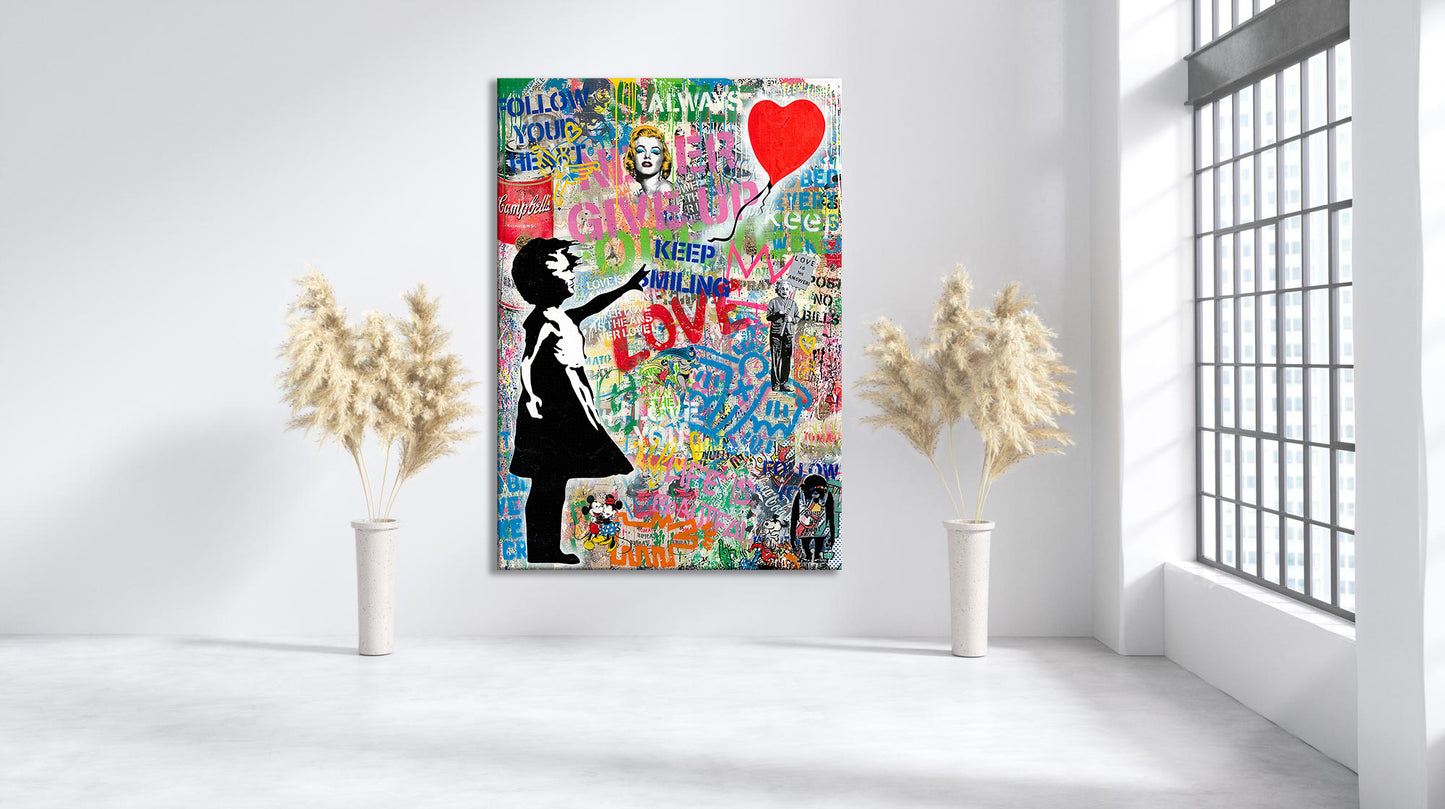 Banksy Balloon Girl Pop Art Follow Your Heart Canvas Wall Art, Banksy Art, Balloon Girl Graffiti, Street Graffiti Wall Art, Banksy - 12