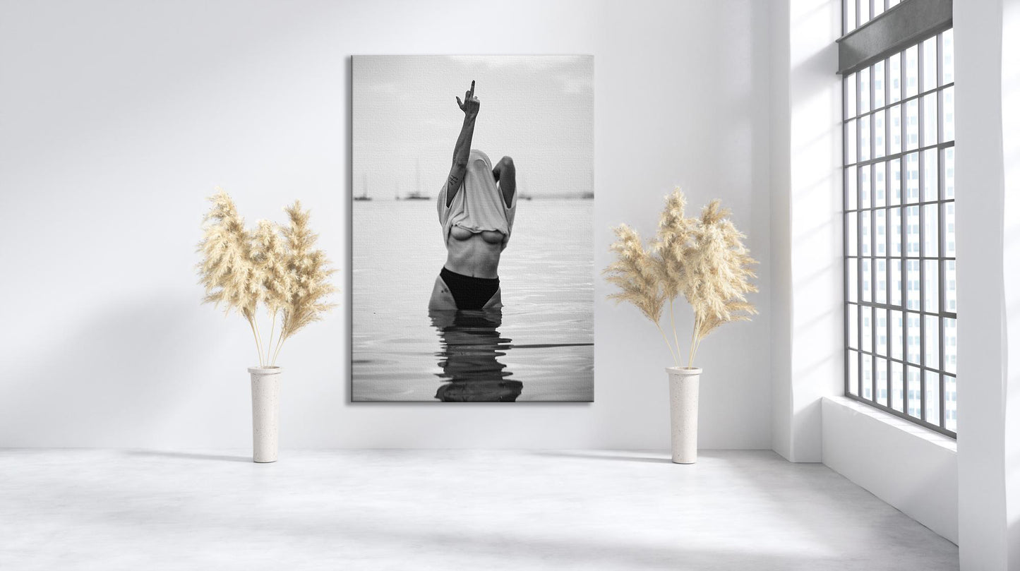 Feminist Women Attitudes Canvas Art, Middle Finger Print - PPL136