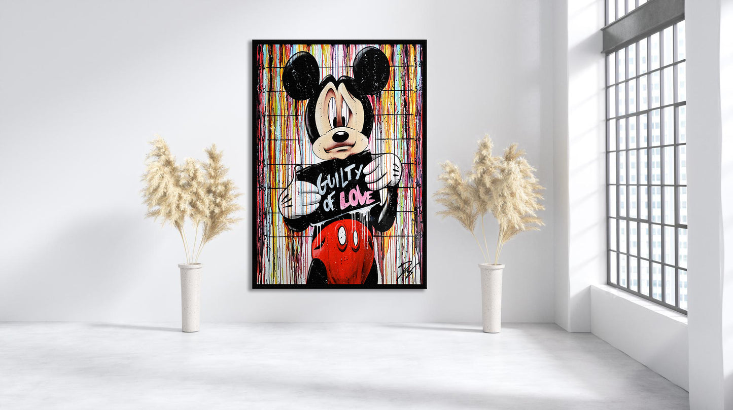 Banksy Guilty Love Mickey Mouse Graffiti Pop Art Canvas, Banksy Style Pop Art, Mickey Mouse Pop Art , Street Graffiti Wall Art - 63
