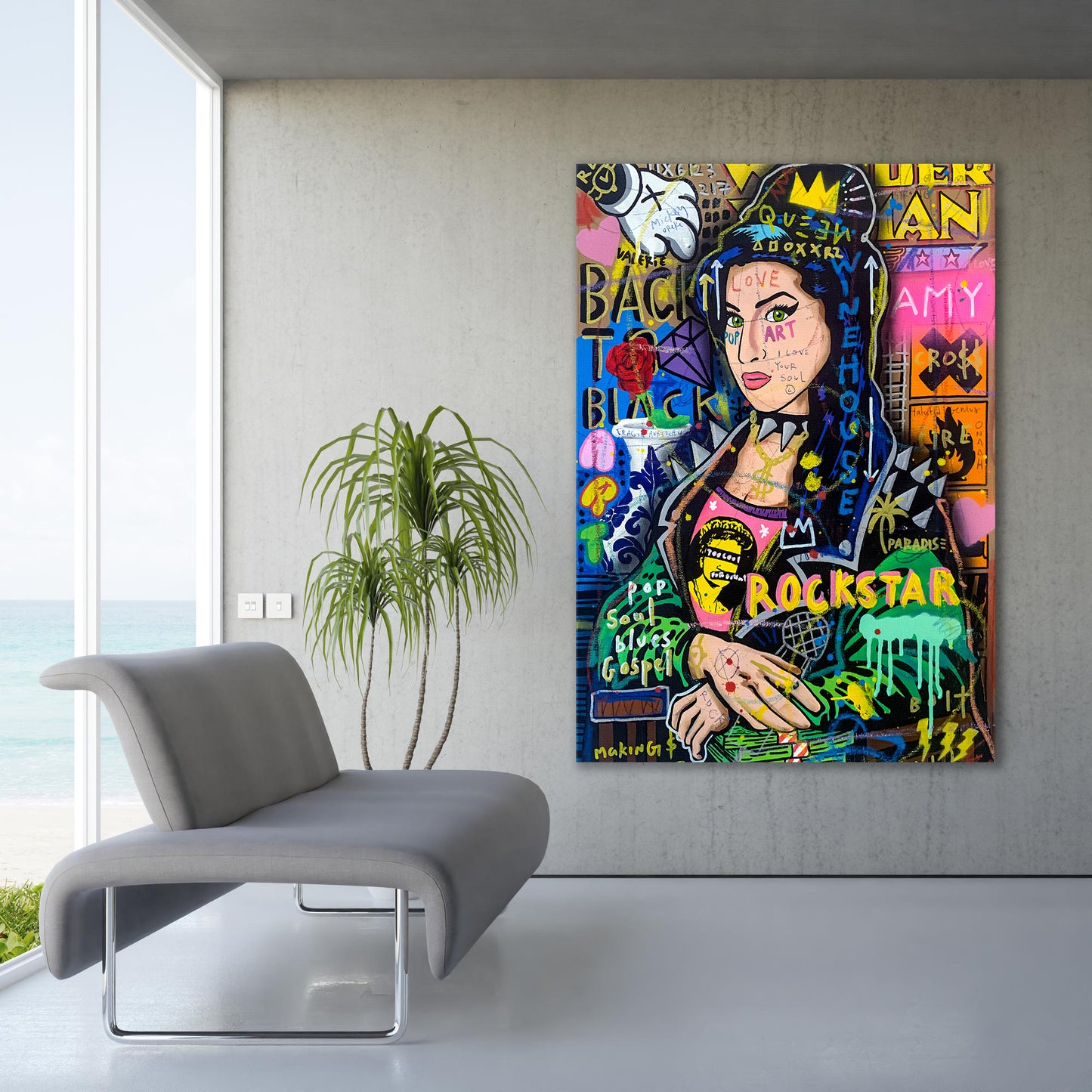 Banksy Amy Winehouse Graffiti Pop Art Canvas, Banksy Style Pop Art, Amy Winehouse Pop Art , Street Graffiti Wall Art, Amy Winehouse Poster - 42