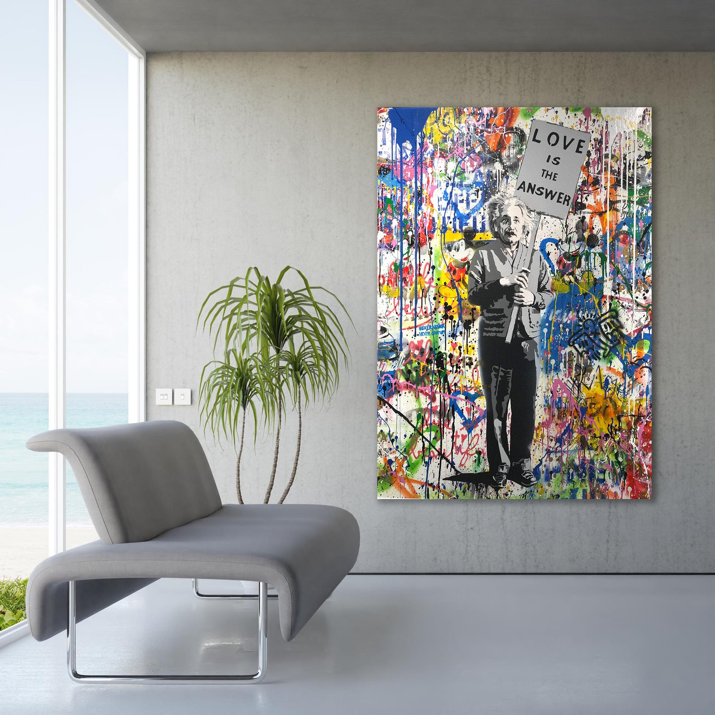 Albert Einstein Pop Art Canvas Wall Art, Banksy Art, Einstein Graffiti, Street Graffiti Wall Art, Banksy Einstein Poster