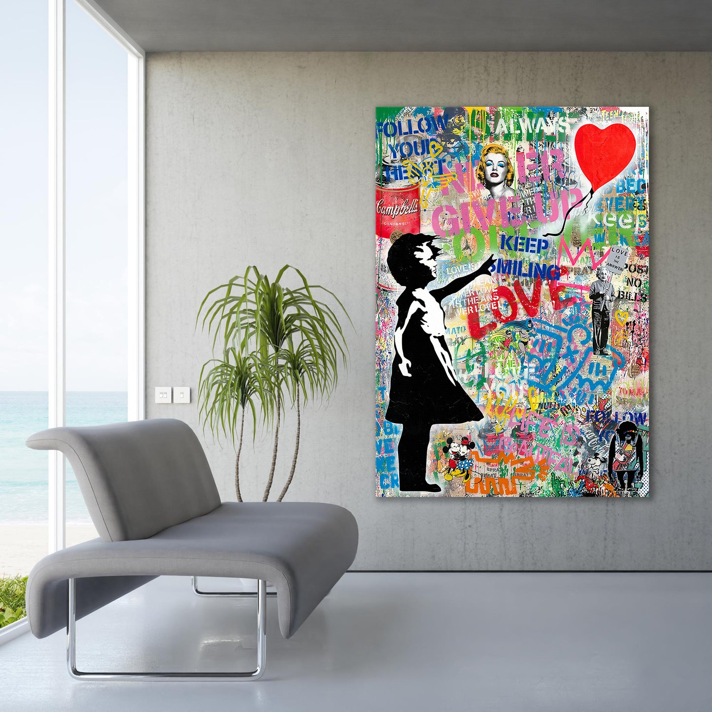 Banksy Balloon Girl Pop Art Follow Your Heart Canvas Wall Art, Banksy Art, Balloon Girl Graffiti, Street Graffiti Wall Art, Banksy - 12