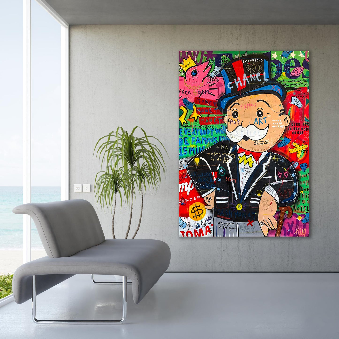 Banksy Monopoly Oil Painting Pop Art Canvas Print - Monopoly Pop Art Graffiti Wall Art, Pop Art Graffiti Home Decor, Pop Art Room Decor - 29