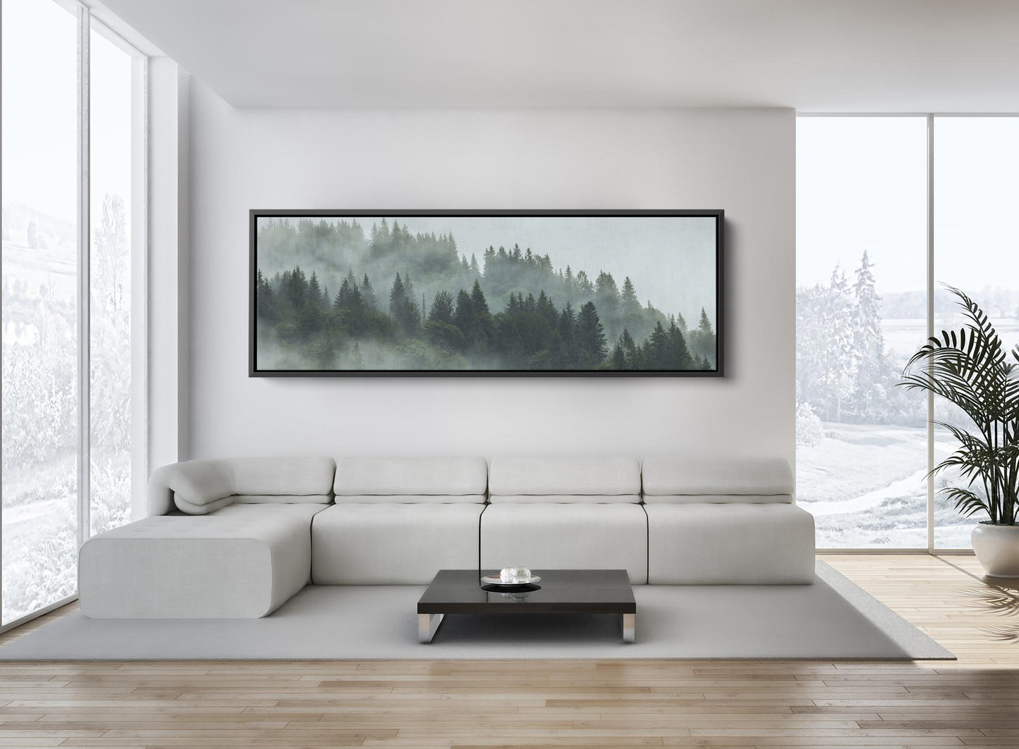 Foggy Mountain Forest, Landscape Print On Canvas - Panoramic Canvas - PPL126