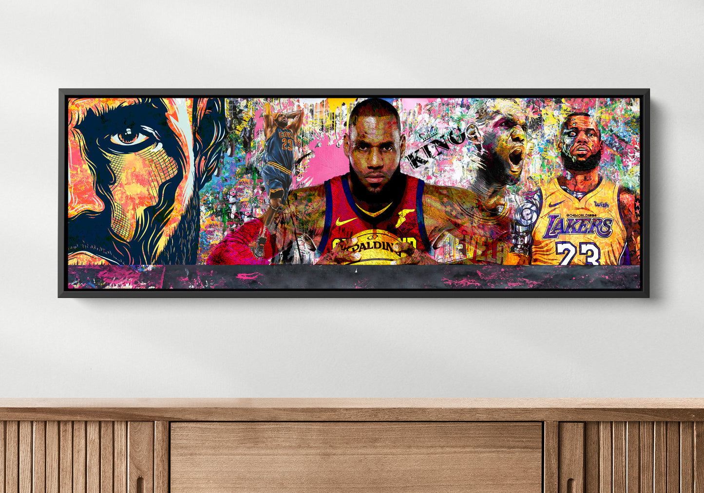 Banksy Panoramic Style LeBron James Graffiti Pop Art, Champ LeBron James - 199