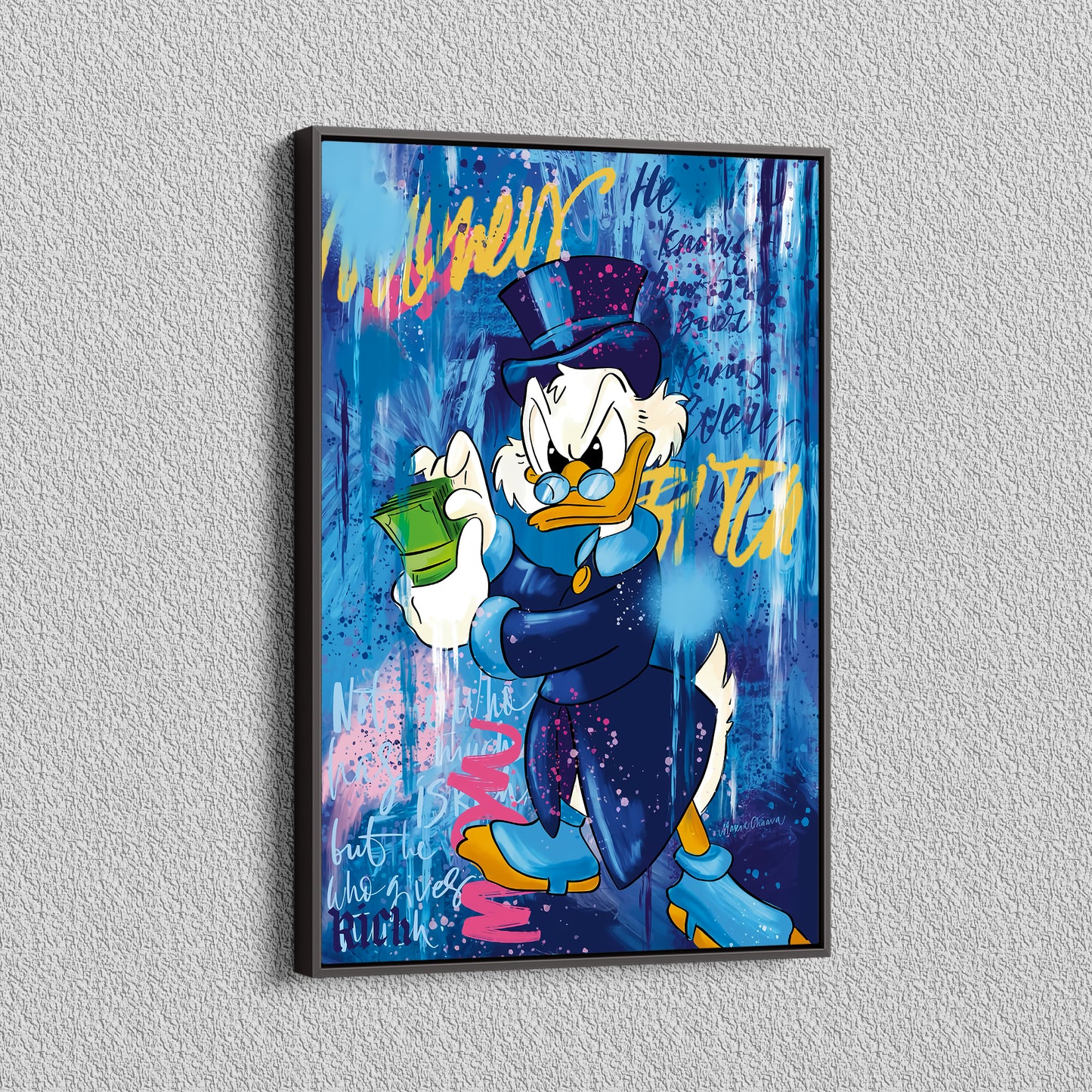 Banksy Blue Abstract McDuck Graffiti Pop Art Canvas, Banksy Style Pop Art McDuck Pop Art , Street Graffiti Wall Art - 97