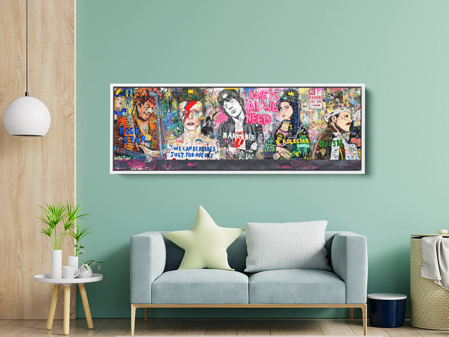 Banksy Panoramic Multi Rockstar Pop Art, David Bowie, Amy winehouse, Freddie Mercury, Jimi Hendrix - 166