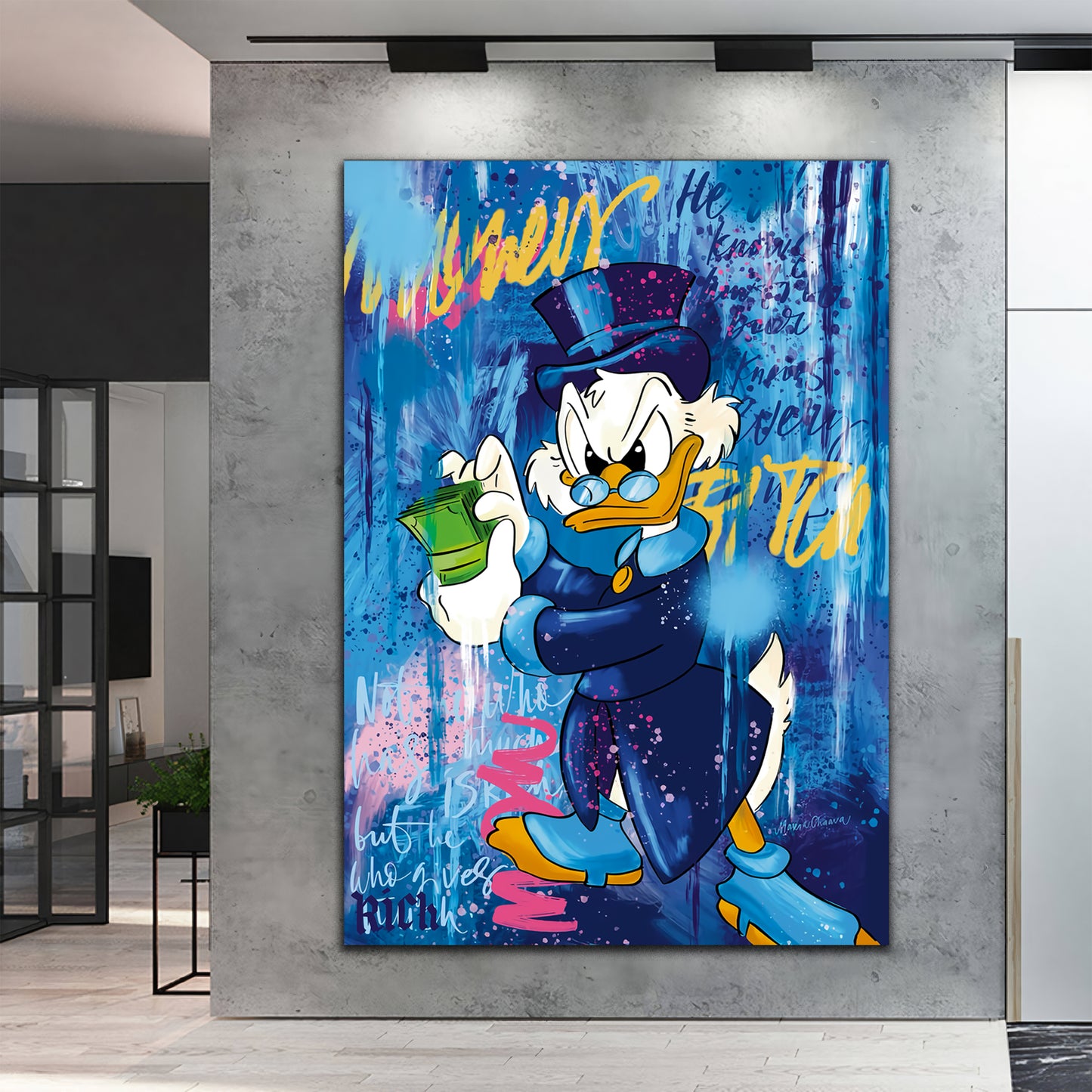 Banksy Blue Abstract McDuck Graffiti Pop Art Canvas, Banksy Style Pop Art McDuck Pop Art , Street Graffiti Wall Art - 97