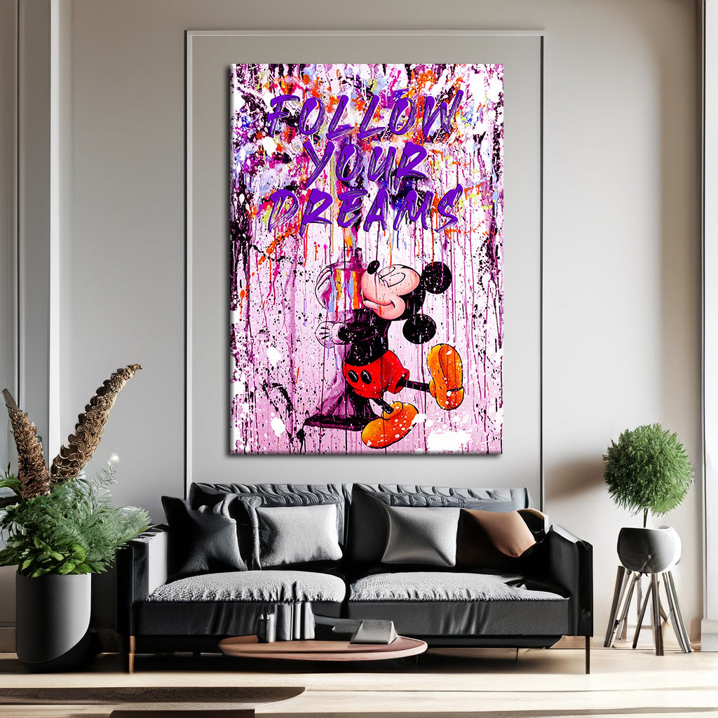 Abstract Mickey Mouse Graffiti Pop Art Canvas, Banksy Style Pop Art, Mickey Mouse Pop Art , Street Graffiti Wall Art, Mickey Mouse Poster - 48