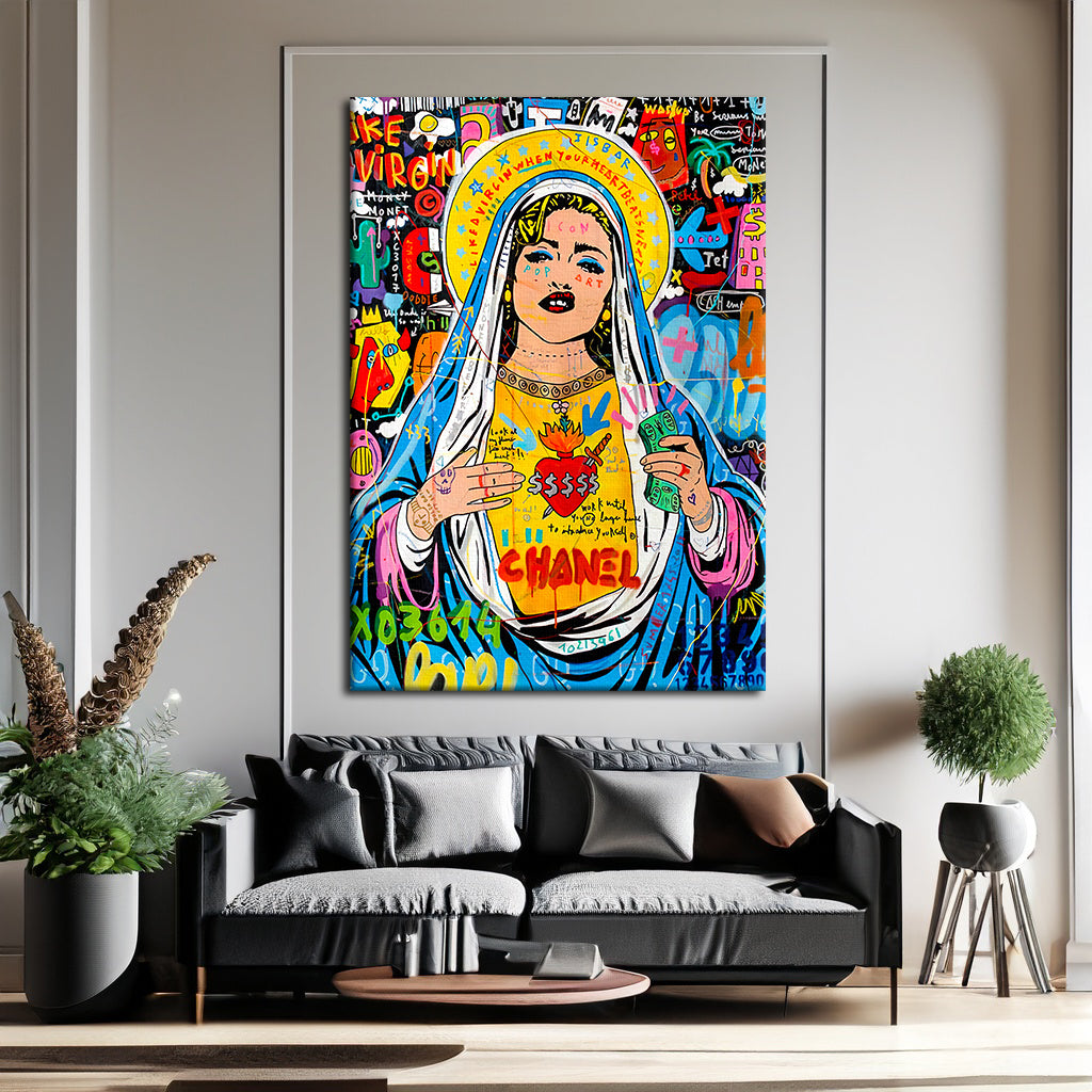 Banksy Madonna Graffiti Pop Art Canvas, Banksy Style Pop Art, Madonna Pop Art , Street Graffiti Wall Art, Madonna Poster - 44