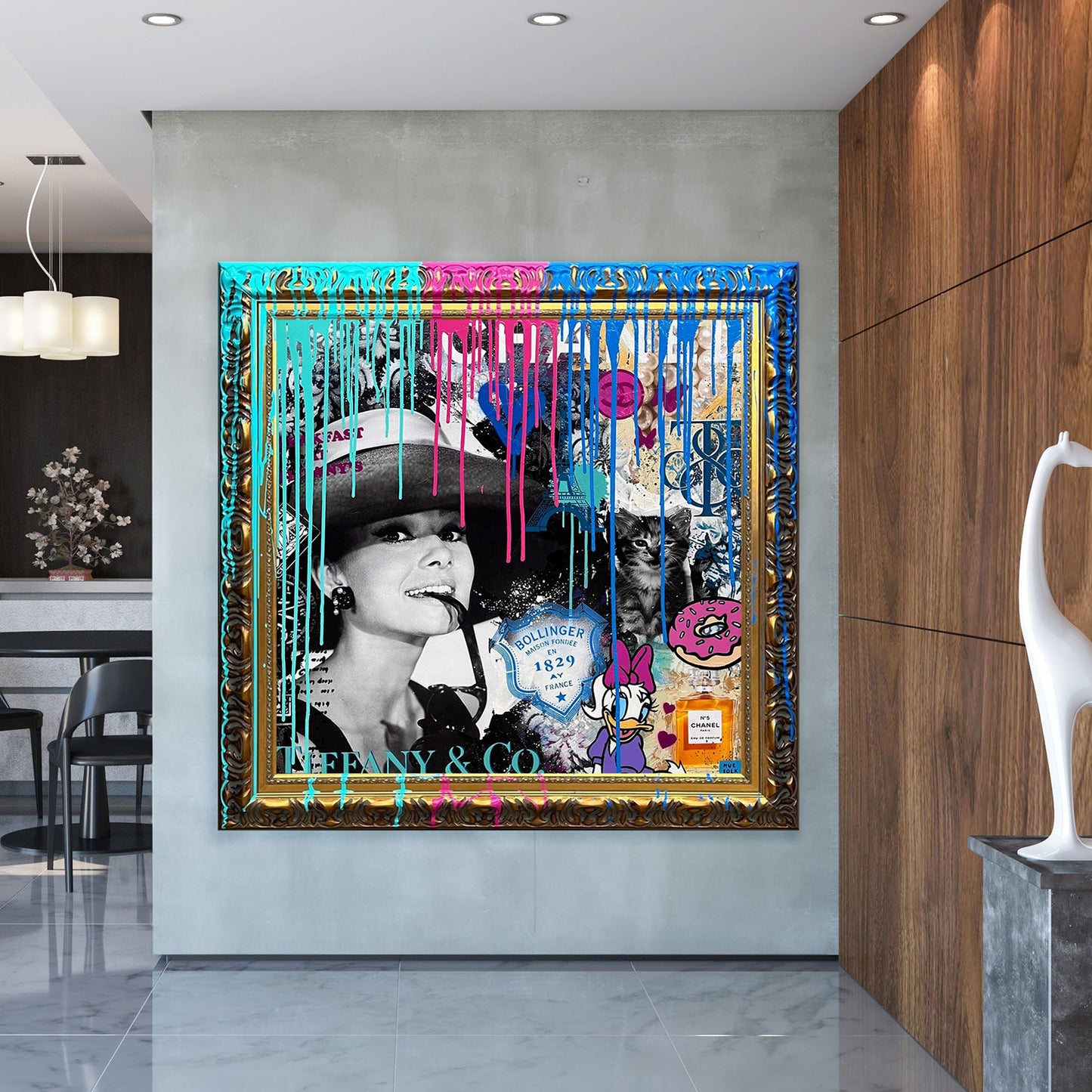Square - Breakfast At Tiffany's Pop Art Canvas Wall Art, Lips Graffiti Pop Art - 288