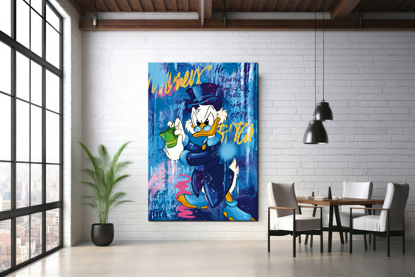 Banksy Blue Abstract McDuck Graffiti Pop Art Canvas, Banksy Style Pop Art McDuck Pop Art , Street Graffiti Wall Art - 97
