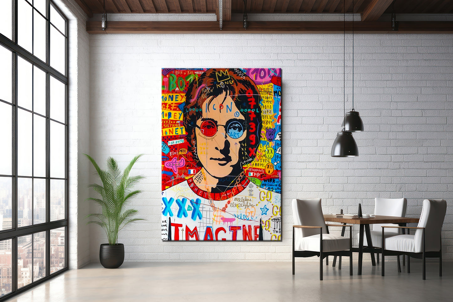 John Lennon Pop Art Oil Painting, Banksy Style Street Graffiti Wall Art Pop 015