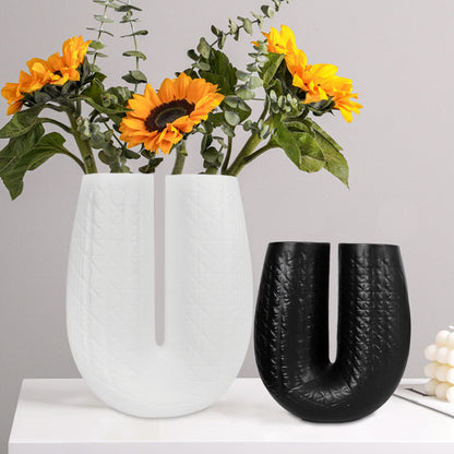 Black and White Ceramic vase set of Two, interior room Decor, Luxury Vase