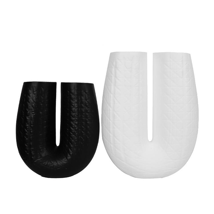 Black and White Ceramic vase set of Two, interior room Decor, Luxury Vase