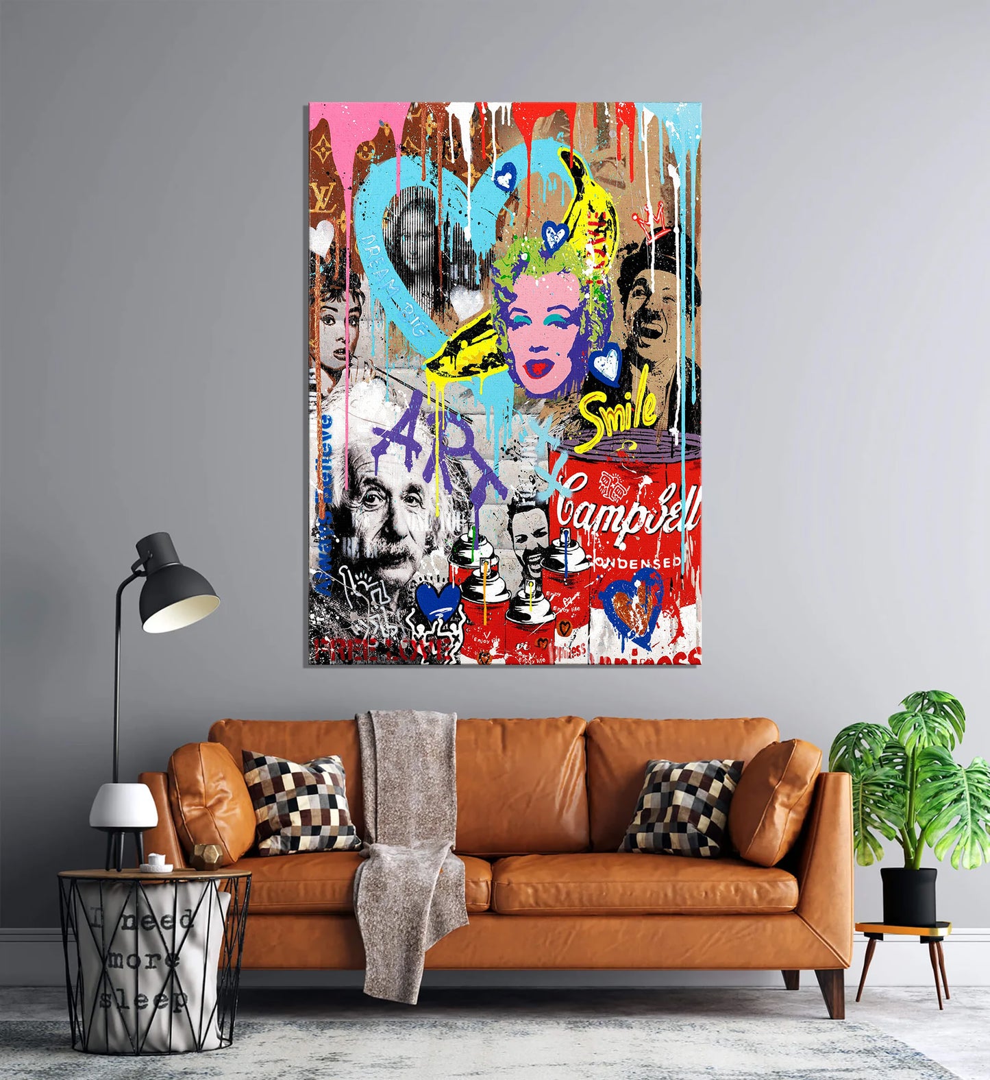 Einstein Banana Pop Art Canvas Wall Art, Einstein Graffiti Pop Art - 245