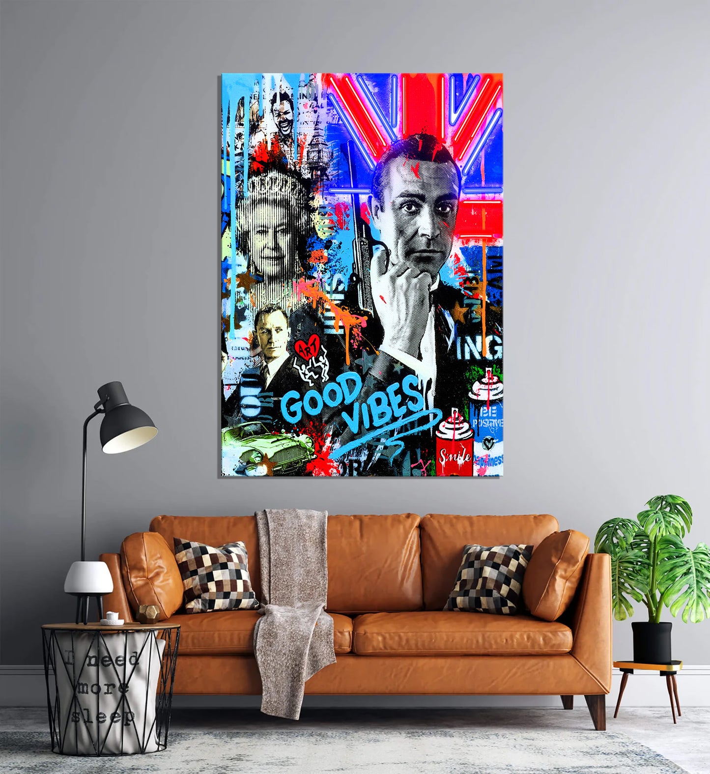 God Save The People Elizabeth Street Graffiti Canvas Wall Art, Queen Elizabeth - 242