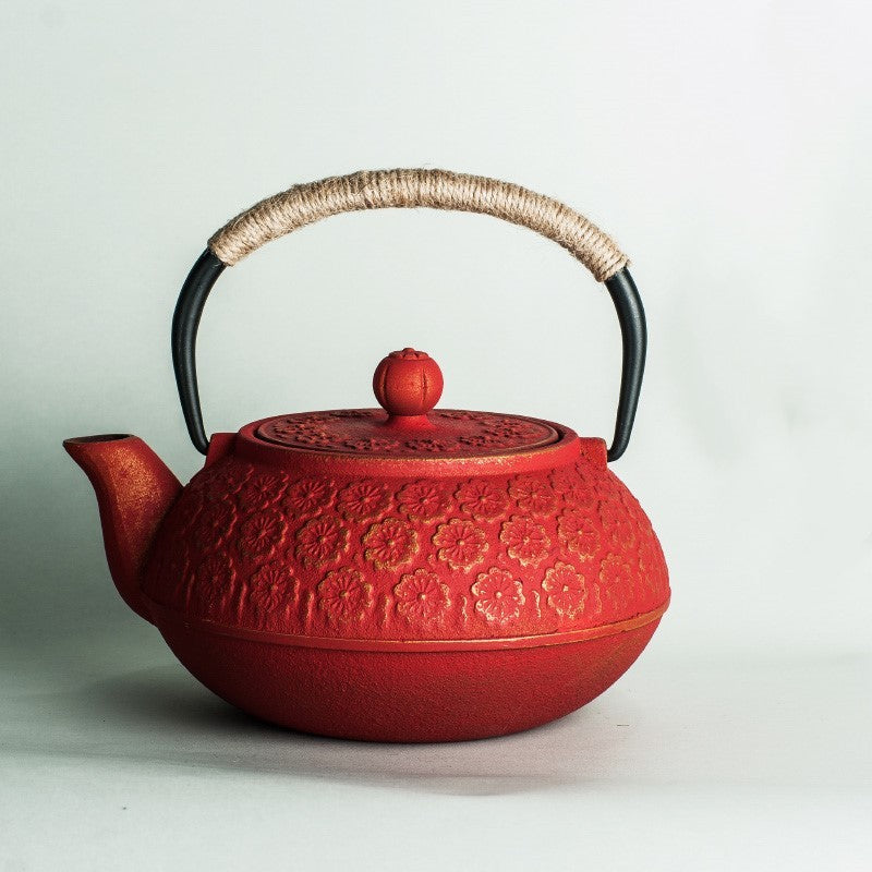 Red Cast Teapot Chifumi, Sakura iron Teapot