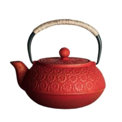 Red Cast Teapot Chifumi, Sakura iron Teapot