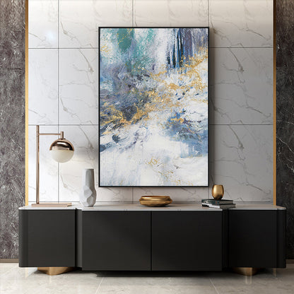 Gold Foil Blue Hand-painted Oil Painting Abstract Living Room Porch Decorative Painting