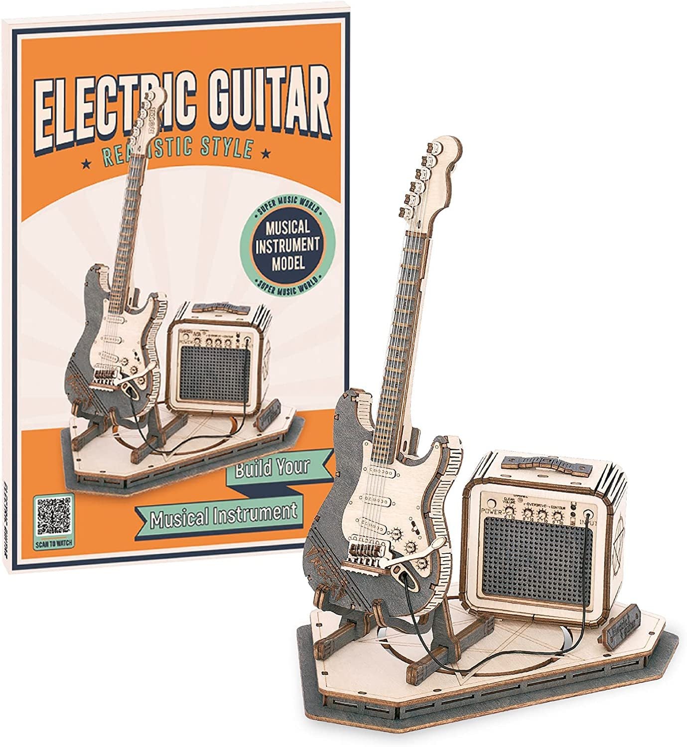 Electric Guitar Model Gift For Kids Assembly Creative Toys Building Block Set 3D Wooden Puzzle - TG605K