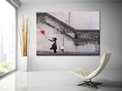 Banksy Girl With Heart Baloon - Banksy Style Canvas/ Printed Picture Wall Art Decoration - 184