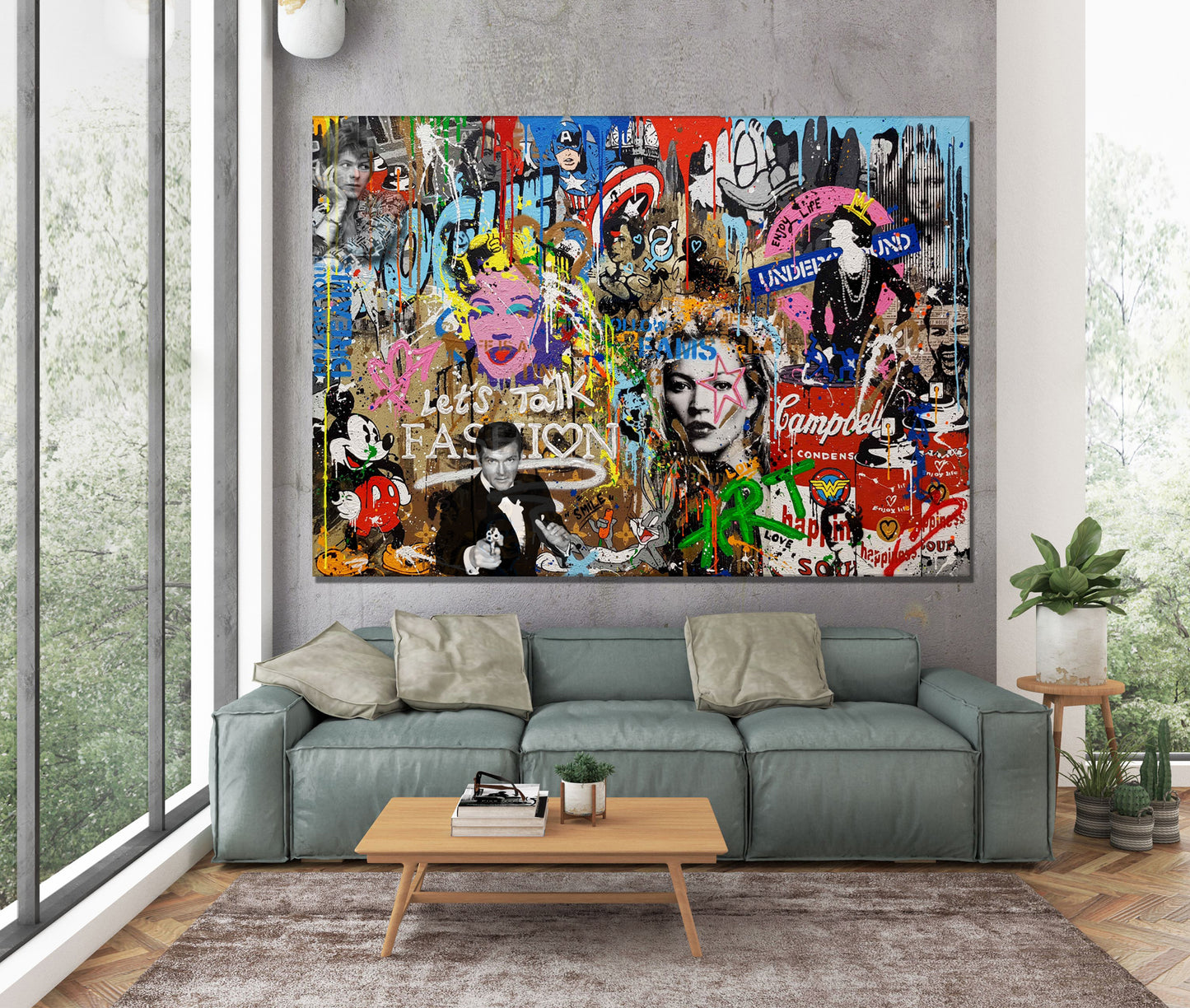 Lets Talk Fashion Pop Art Multi Character Graffiti Pop Art Canvas Wall Art - 266