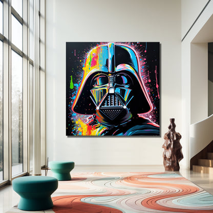 Darth Vader Pop Art Colorful Graffiti Square Canvas Art, Banksy Art - 134