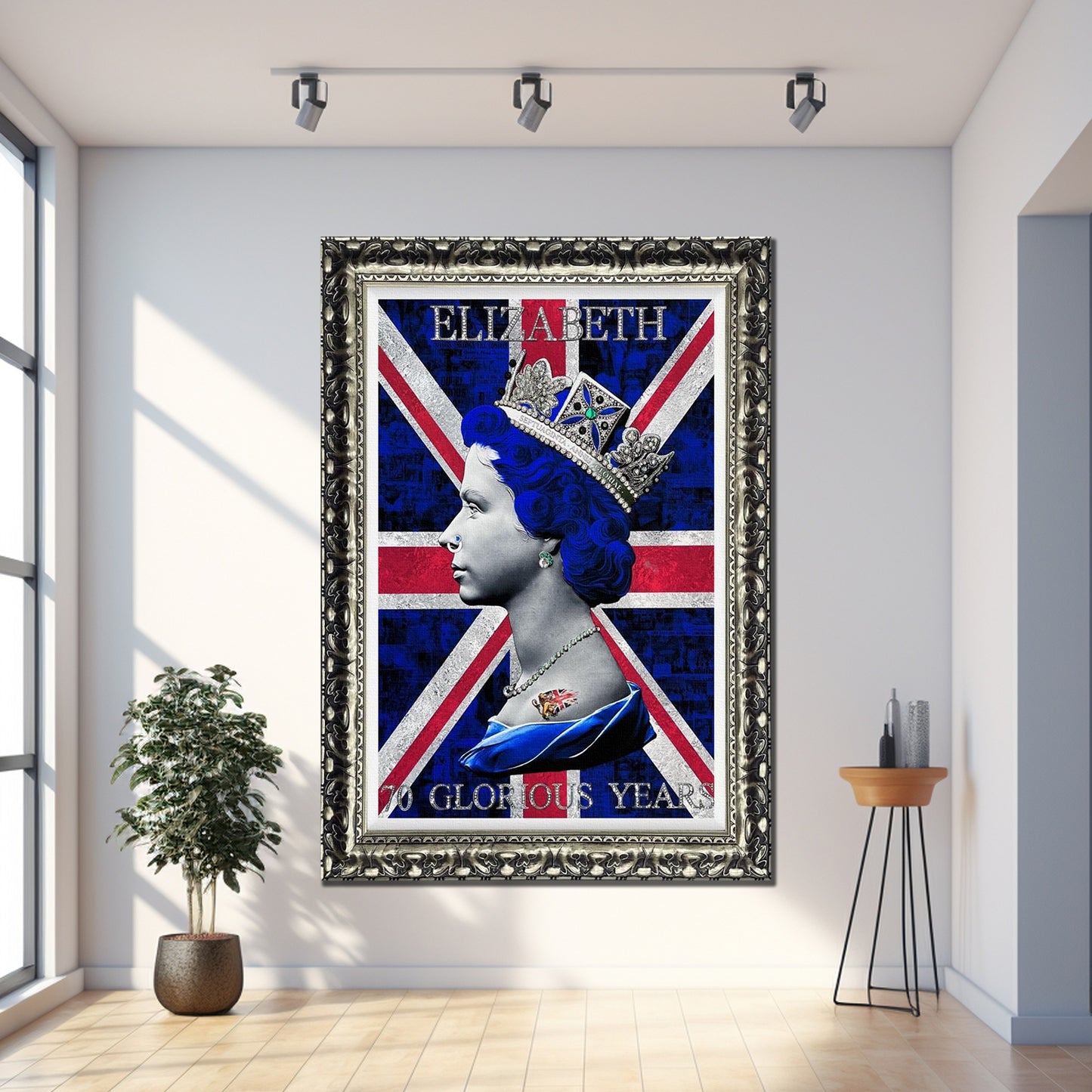 Queen Elizabeth Young Canvas Print, Banksy Canvas Wall Art -307