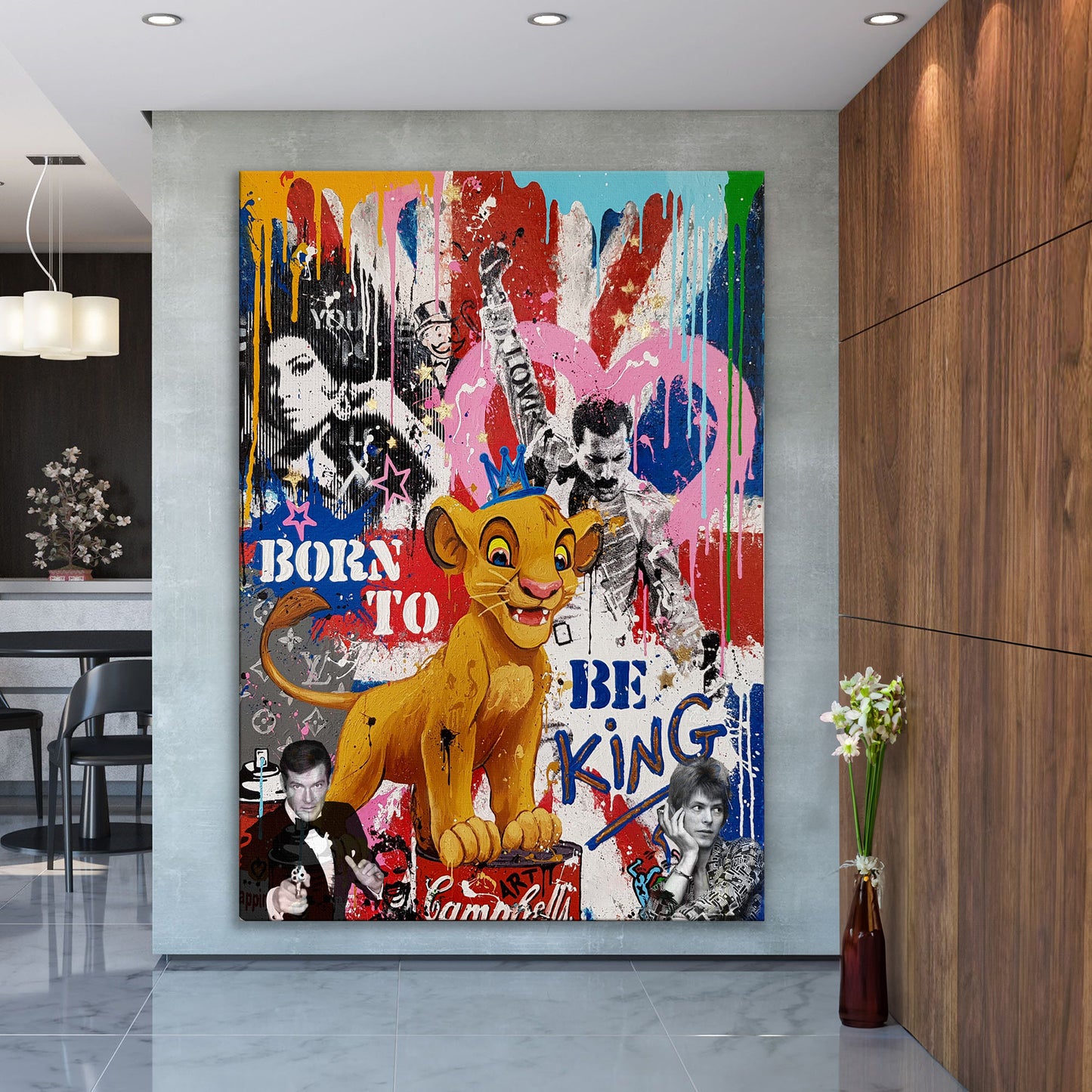 Lion King Pop Art Pop Art Canvas, Banksy Canvas Print Modern Wall Art Urban Graffiti - 277