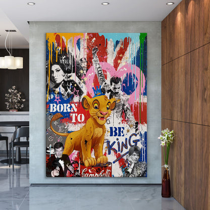 Lion King Pop Art Pop Art Canvas, Banksy Canvas Print Modern Wall Art Urban Graffiti - 277