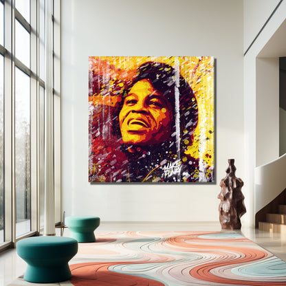 James Brown Abstract Painting Canvas Wall Art, Square Canvas Wall Art - 156