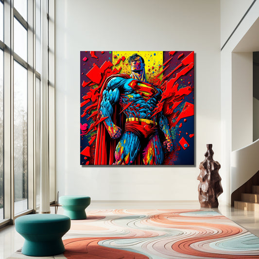 Superman Colorful Oil Paint Canvas Print Graffiti Square Canvas Art - 148