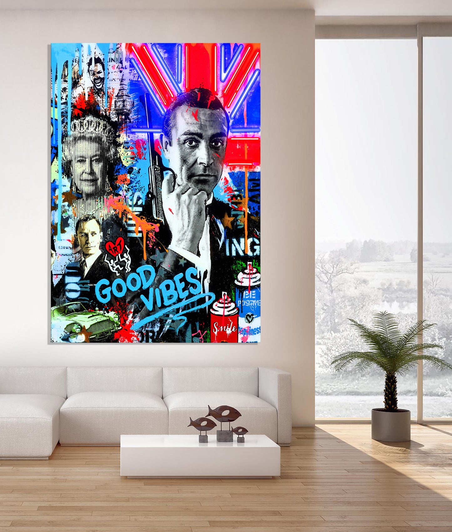 God Save The People Elizabeth Street Graffiti Canvas Wall Art, Queen Elizabeth - 242