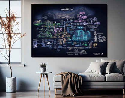 Hollow Knight Map Canvas, Hallownest Wall Art Poster, Rolled Canvas Print, Game Poster Gift, Hollow Knight Canvas