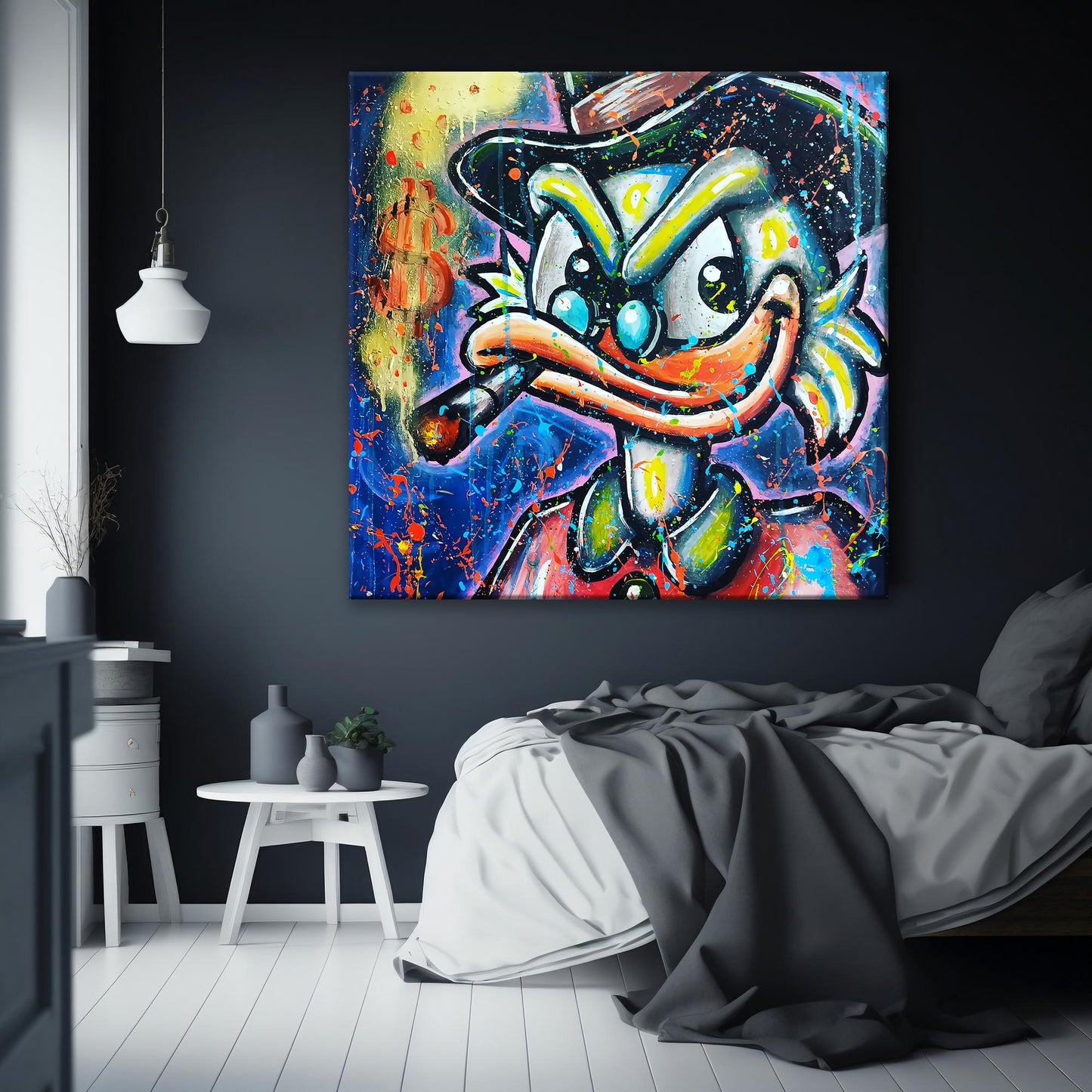 Banksy Square Mcduck Graffiti Painting Canvas Print, Banksy Style Pop Art - 88