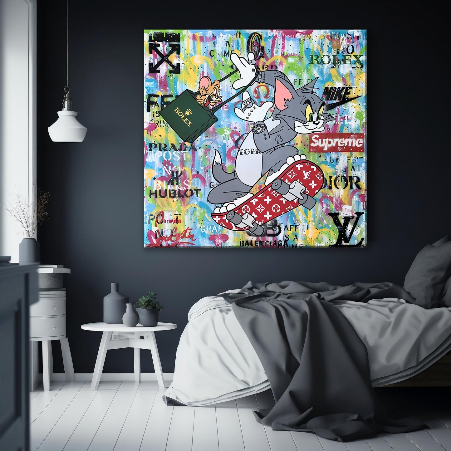 Tom & Jerry Popart Painting Canvas Print, Luxury Painting Fashion Prints - 120