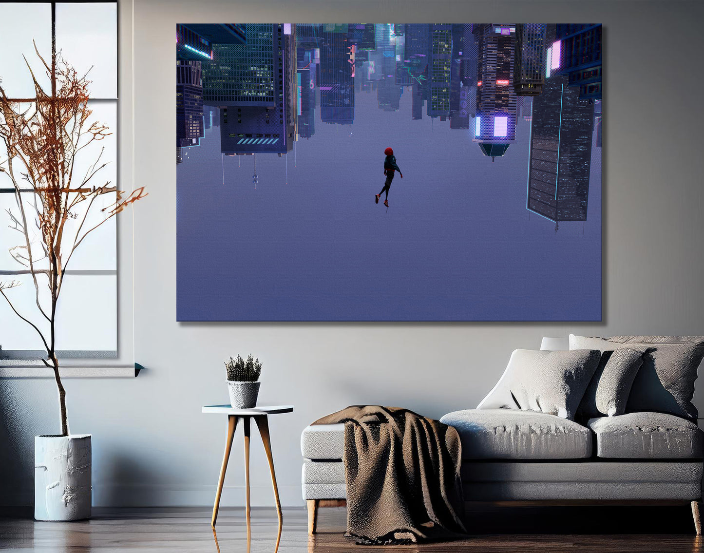 Spider-Man Into the Spider-Verse Poster, Miles Morales Wall Art, Rolled Canvas Print, Movie Poster Gift, 5 Pieces Canvas